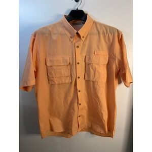 Rugged Earth Outfitters Mens Peach Short Sleeve Button Shirt XXL Vented Pockets
